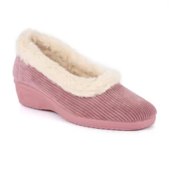 LUNAR Glynis Fur Trim Wedge Slipper