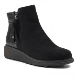 LUNAR Gretna Black Ankle Wedge Boot