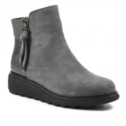 LUNAR Gretna Grey Ankle Wedge Boot