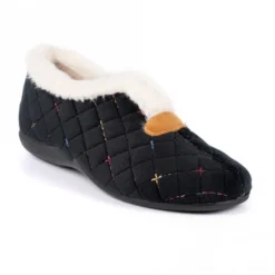 LUNAR Jem Black Fur Trim Slipper Slipper