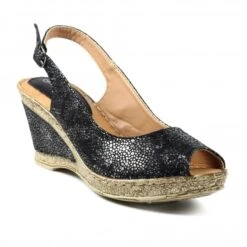 Lunar Doretta Black Wedge Sandal