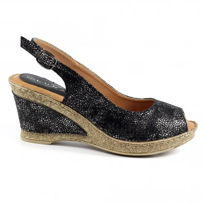 Lunar Doretta Black Wedge Sandal 2 Lunar Doretta Black Wedge Sandal - Image 2