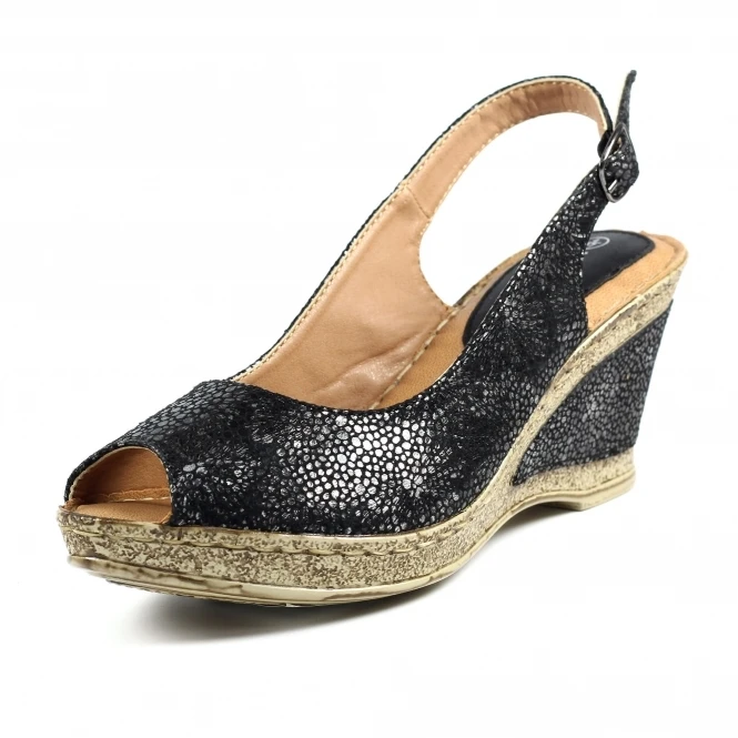 Lunar Doretta Black Wedge Sandal 3 Lunar Doretta Black Wedge Sandal - Image 3