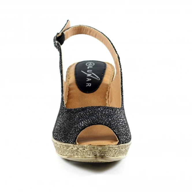 Lunar Doretta Black Wedge Sandal 4 Lunar Doretta Black Wedge Sandal - Image 4