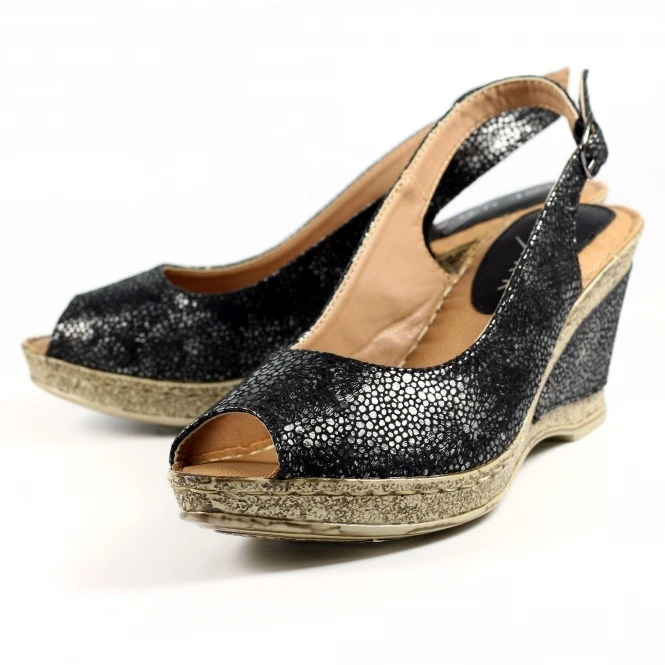 Lunar Doretta Black Wedge Sandal 6 Lunar Doretta Black Wedge Sandal - Image 6
