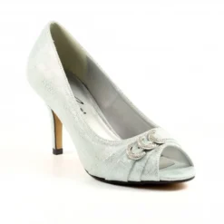 Lunar Lyla Silver Peep Toe Court Shoe
