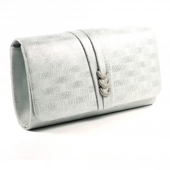 LUNAR Lyla Silver Satin Clutch Bag 1 LUNAR Lyla Silver Satin Clutch Bag