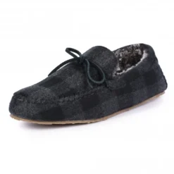 Mens Lumber Check Felt Moccasin Slipper -Elle Shoes Shop mens lumber check felt moccasin slipper p4723 309380 medium