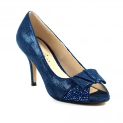 LUNAR Mira Navy Peep Toe Court Shoe
