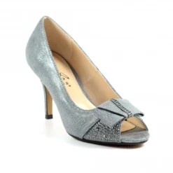 LUNAR Mira Pewter Peep Toe Court Shoe