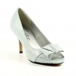 LUNAR Mira Silver Peep Toe Court Shoe