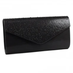 LUNAR Nara Black Satin Clutch Bag