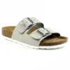 Roco Grey Leather Open Toe Sandal