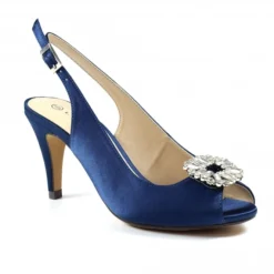 LUNAR Venice Navy Peep Toe Slingback