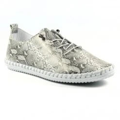 LUNAR Whitby Snake Leather Plimsoll