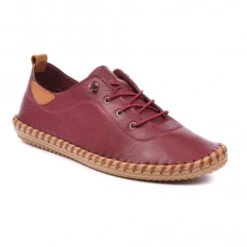 LUNAR Whitstable Burgundy Plimsoll